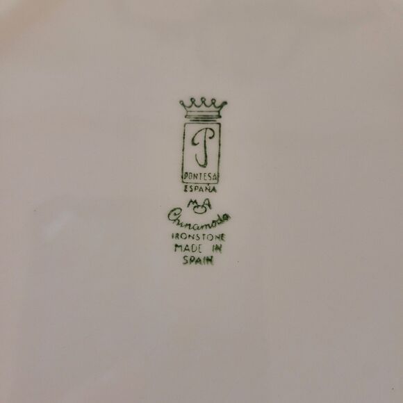 Pontesa Ironstine Spain 10" White Plate With Embossed Leaf Trim On Edge - Picture 6 of 6